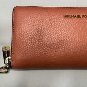 Michael Kors Coral Leather Wallet with Gold Accents